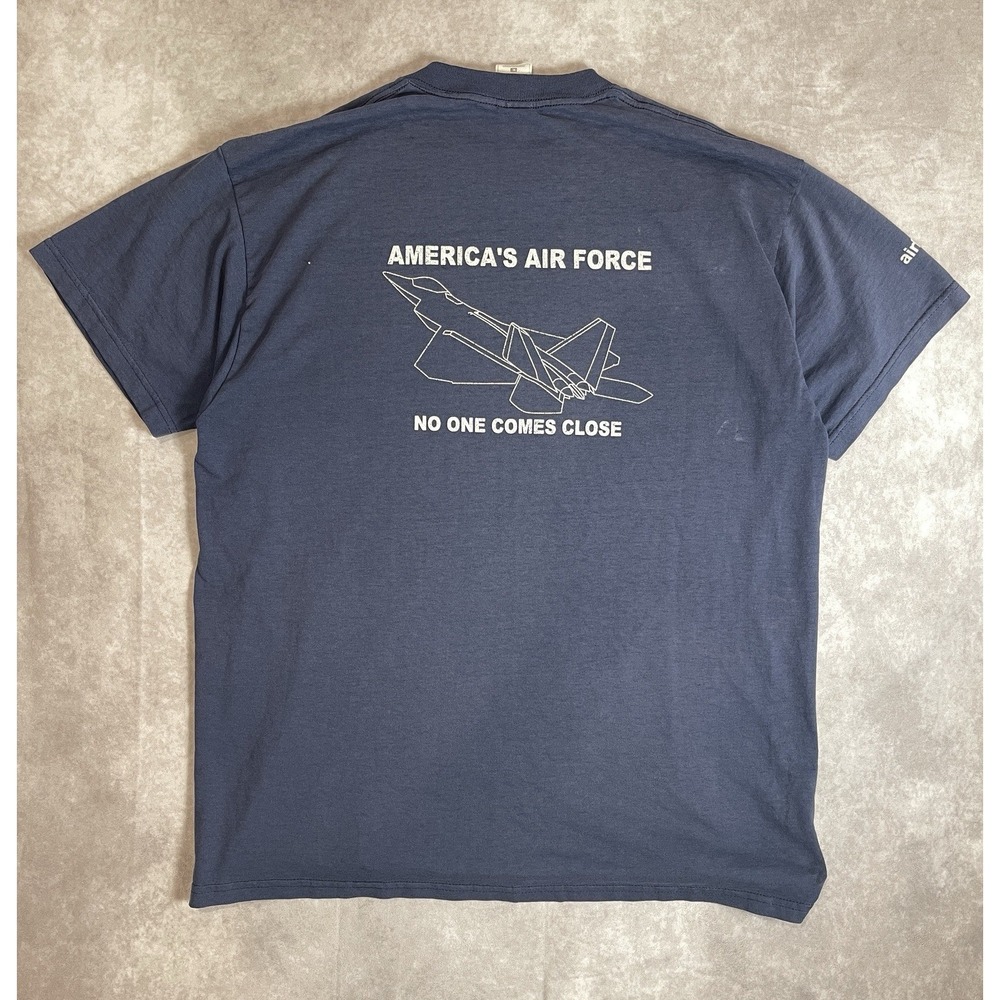 VINTAGE No One Comes Close US Air Force Shirt Mens XL Blue Military Y2K USA